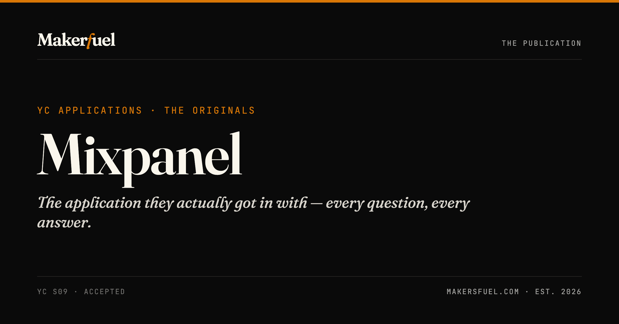 Mixpanel — Makersfuel YC application reproduction